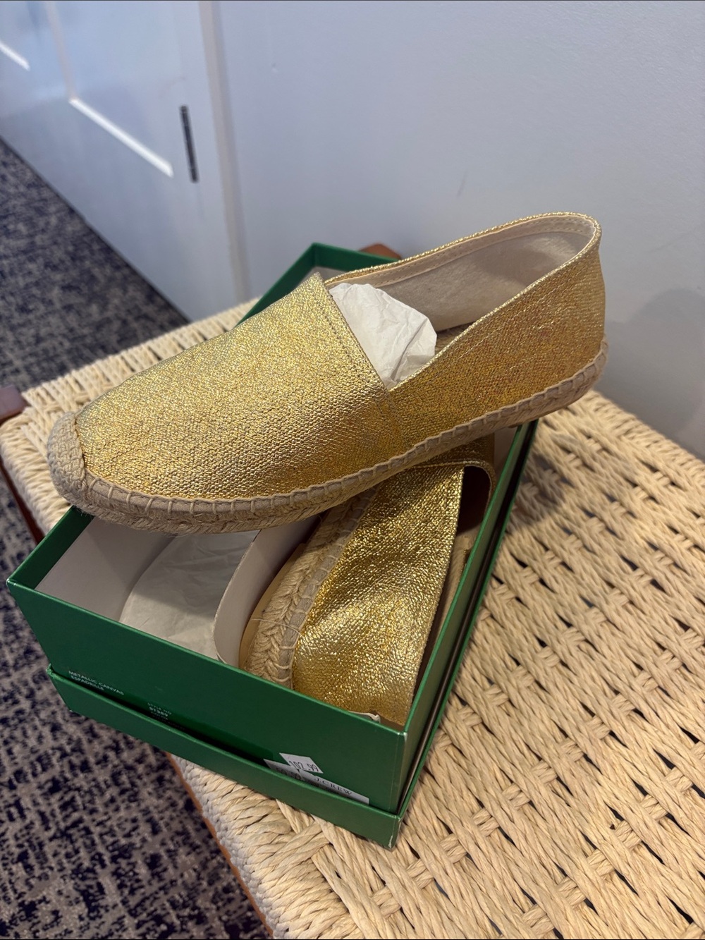 J. Crew Gold Metallic Espadrille Slip-Ons